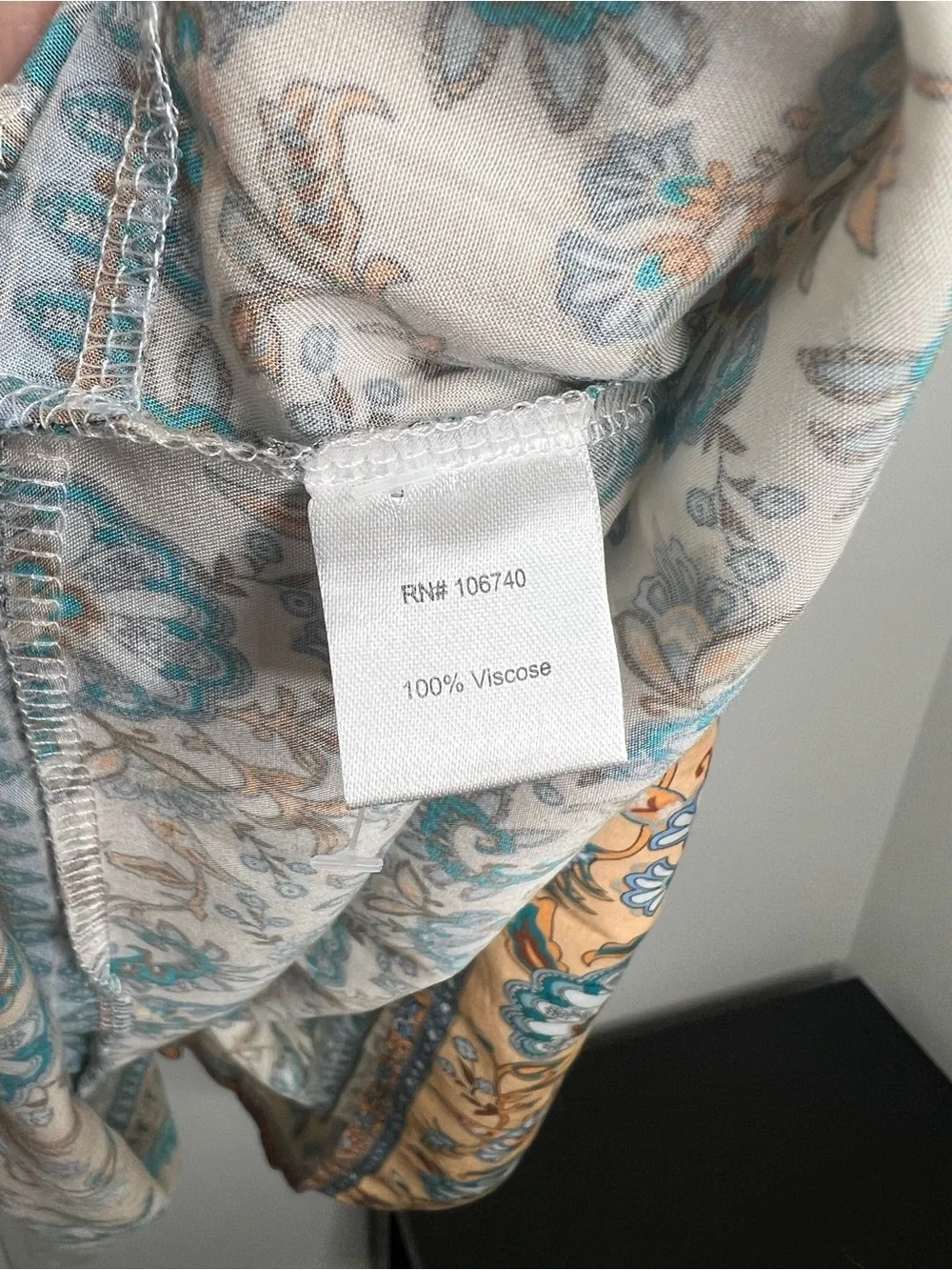 Boho Floral V-Neck Tunic Dress in Teal & Mustard Size Medium - Picture 4 of 7